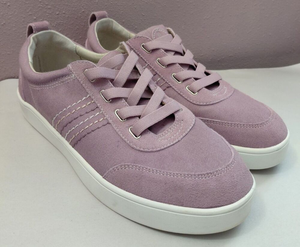 New Revitalign Dara Orthotic Canvas Leather Slip On Sneakers Mauve Shadow 12D